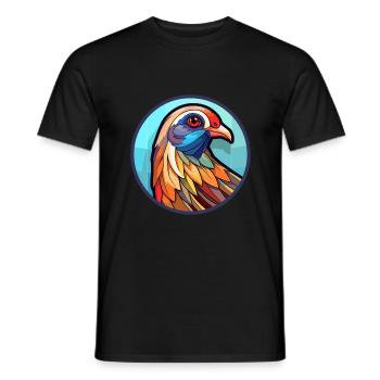 Perdrix vitrail coloré dessin animé Kawaii An - T-shirt homme - noir - Devant - AI Model Male 178 light (178cm)