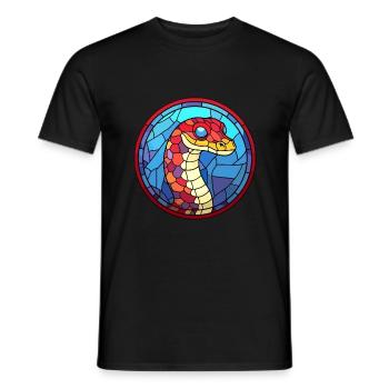 Schlange Buntes Buntes Cartoon Kawaii Tier - Männer T-Shirt - Schwarz - Vorne - AI Model Male 178 light (178cm)