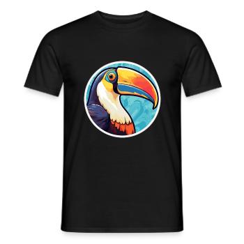 Tukan Bunte Karikatur Kawaii Anima - Männer T-Shirt - Schwarz - Vorne - AI Model Male 178 light (178cm)