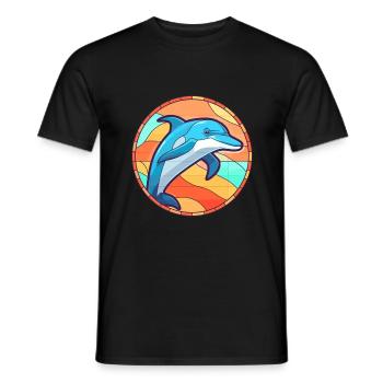 Delfin Buntes Glas Bunte Karikatur Kawaii Anim - Männer T-Shirt - Schwarz - Vorne - AI Model Male 178 light (178cm)