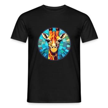Girafe vitrail coloré dessin animé Kawaii Anim - T-shirt homme - noir - Devant - AI Model Male 178 light (178cm)