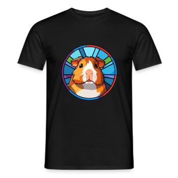 Cochon d’Inde vitrail coloré Cartoon Kawaii A - T-shirt homme - noir - Devant - AI Model Male 178 light (178cm)