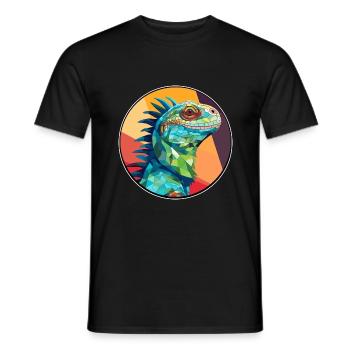Leguan Buntglas Bunte Karikatur Kawaii Anima - Männer T-Shirt - Schwarz - Vorne - AI Model Male 178 light (178cm)