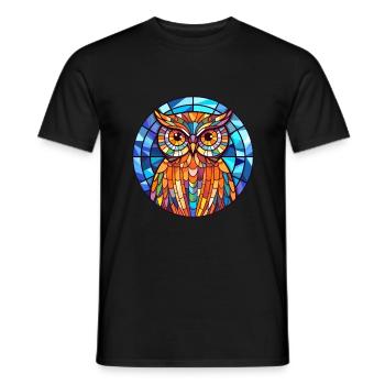 Eule Buntglas Bunte Karikatur Kawaii Tier - Männer T-Shirt - Schwarz - Vorne - AI Model Male 178 light (178cm)