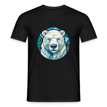 Ours polaire vitrail coloré dessin animé Kawaii A - T-shirt homme - noir - Devant - AI Model Male 178 light (178cm)