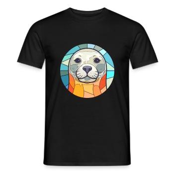 Siegel Buntes Glas Bunte Karikatur Kawaii Tier - Männer T-Shirt - Schwarz - Vorne - AI Model Male 178 light (178cm)