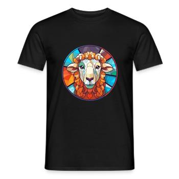 Schaf Buntes Glas Bunte Karikatur Kawaii Tier - Männer T-Shirt - Schwarz - Vorne - AI Model Male 178 light (178cm)