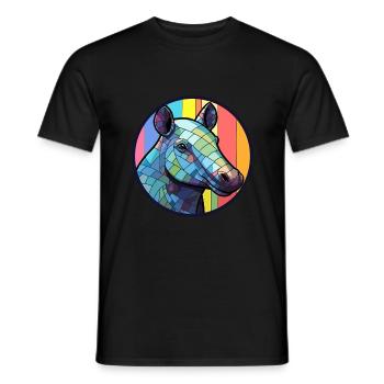 Tapir vitrail coloré dessin animé Kawaii Animal - T-shirt homme - noir - Devant - AI Model Male 178 light (178cm)