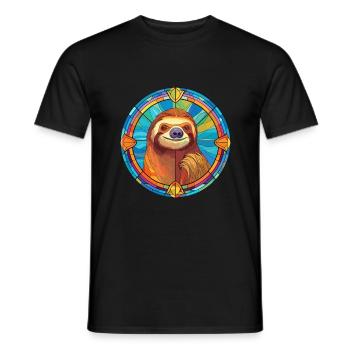 Faultier Buntes Buntes Cartoon-Kawaii-Tier - Männer T-Shirt - Schwarz - Vorne - AI Model Male 178 light (178cm)
