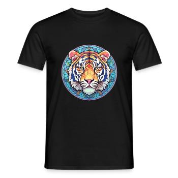 Tiger Buntes Buntes Karikatur-Kawaii-Tier - Männer T-Shirt - Schwarz - Vorne - AI Model Male 178 light (178cm)