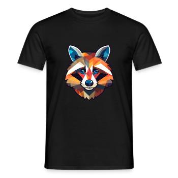 Raton laveur vitrail coloré dessin animé Kawaii Anim - T-shirt homme - noir - Devant - AI Model Male 178 light (178cm)
