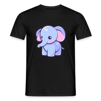 elefant niedlich glücklich kawaii cartoon clipart tier - Männer T-Shirt - Schwarz - Vorne - AI Model Male 178 light (178cm)