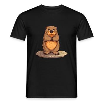 Biber Niedlich Glücklich Kawaii Cartoon Clipart Tier - Männer T-Shirt - Schwarz - Vorne - AI Model Male 178 light (178cm)
