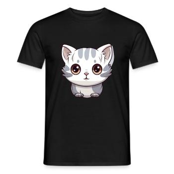American Shorthair Cat Cute Happy Kawaii Cartoon C - Men's T-Shirt - black - Front - AI Model Male 178 light (178cm)
