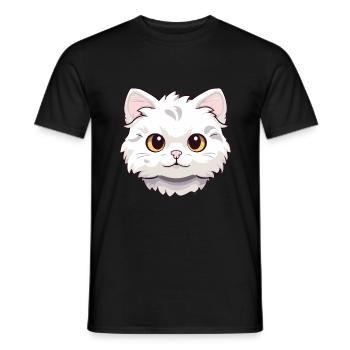 Américain Curl Chat Mignon Heureux Kawaii Cartoon Clipar - T-shirt homme - noir - Devant - AI Model Male 178 light (178cm)