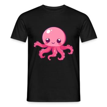 Oktopus Niedlich Glücklich Kawaii Cartoon Clipart Tier - Männer T-Shirt - Schwarz - Vorne - AI Model Male 178 light (178cm)
