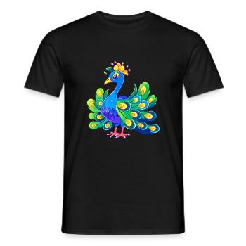 Pfau Niedlich Glücklich Kawaii Cartoon Clipart Tier - Männer T-Shirt - Schwarz - Vorne - AI Model Male 178 light (178cm)