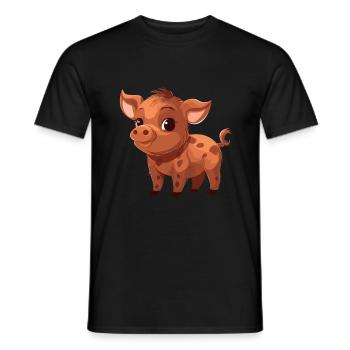 Boar Cute Happy Kawaii Cartoon Clipart Animal - Men's T-Shirt - black - Front - AI Model Male 178 light (178cm)