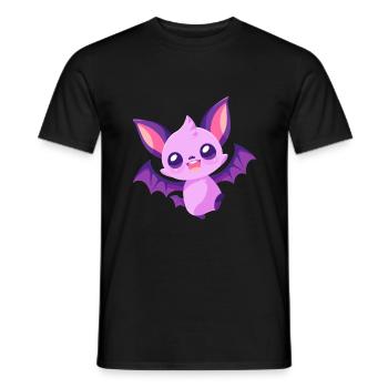 Fledermaus niedlich glücklich kawaii cartoon clipart tier - Männer T-Shirt - Schwarz - Vorne - AI Model Male 178 light (178cm)