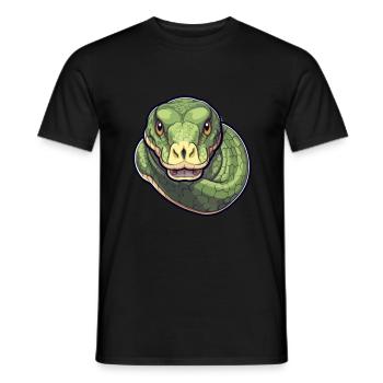 Anakonda Niedlich Glücklich Kawaii Cartoon Clipart Tier - Männer T-Shirt - Schwarz - Vorne - AI Model Male 178 light (178cm)