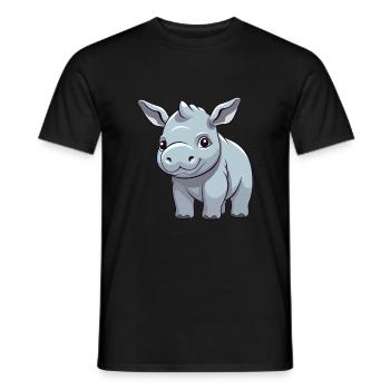 Rhino Cute Happy Kawaii Cartoon Clipart Animal - Men's T-Shirt - black - Front - AI Model Male 178 light (178cm)