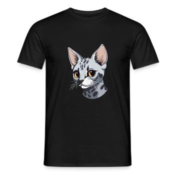 Egyptian Mau Cat Cute Happy Kawaii Cartoon Clipart - Men's T-Shirt - black - Front - AI Model Male 178 light (178cm)