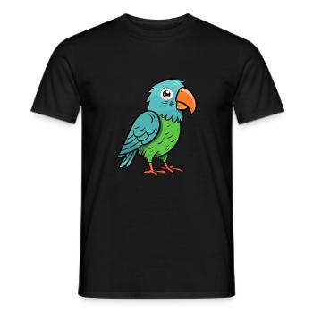 Papagei Niedlich Glücklich Kawaii Cartoon Clipart Tier - Männer T-Shirt - Schwarz - Vorne - AI Model Male 178 light (178cm)