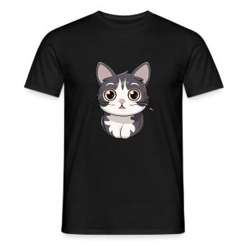 Amerikanische Drahthaarkatze Niedlich Glücklich Kawaii Cartoon Cl - Männer T-Shirt - Schwarz - Vorne - AI Model Male 178 light (178cm)
