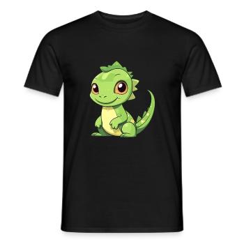 Iguana Cute Happy Kawaii Cartoon Clipart Animal - Men's T-Shirt - black - Front - AI Model Male 178 light (178cm)