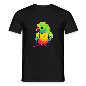 Papagei Niedlich Glücklich Kawaii Cartoon Clipart Tier - Männer T-Shirt - Schwarz - Vorne - AI Model Male 178 light (178cm)