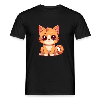 Katze niedlich glücklich kawaii cartoon clipart tier - Männer T-Shirt - Schwarz - Vorne - AI Model Male 178 light (178cm)