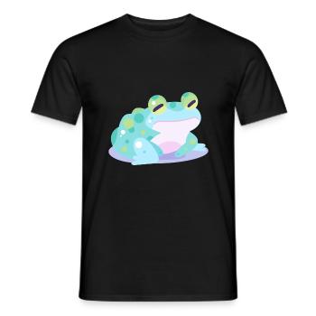 Grenouille mignon heureux kawaii dessin animé Clipart Animal - T-shirt homme - noir - Devant - AI Model Male 178 light (178cm)