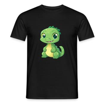 Basilisk Cute Happy Kawaii Cartoon Clipart Animal - Men's T-Shirt - black - Front - AI Model Male 178 light (178cm)