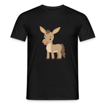 Esel Niedlich Glücklich Kawaii Cartoon Clipart Tier - Männer T-Shirt - Schwarz - Vorne - AI Model Male 178 light (178cm)
