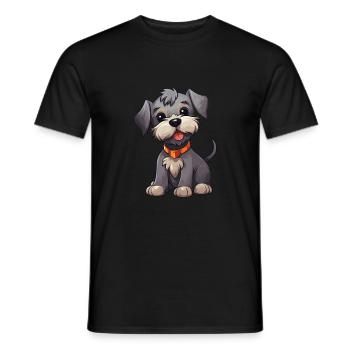 Cesky Terrier Chien Mignon Heureux Kawaii Cartoon Clipar - T-shirt homme - noir - Devant - AI Model Male 178 light (178cm)