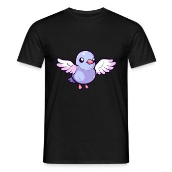 Pigeon Mignon Heureux Kawaii Cartoon Clipart Animal - T-shirt homme - noir - Devant - AI Model Male 178 light (178cm)
