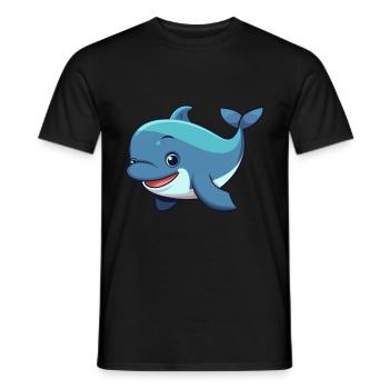Wal Niedlich Glücklich Kawaii Cartoon Clipart Tier - Männer T-Shirt - Schwarz - Vorne - AI Model Male 178 light (178cm)