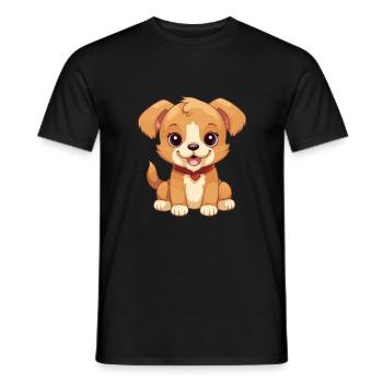 Chien jouet russe mignon heureux Kawaii Cartoon Clipart - T-shirt homme - noir - Devant - AI Model Male 178 light (178cm)
