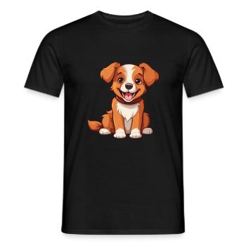 Hund niedlich glücklich kawaii Cartoon Clipart Tier - Männer T-Shirt - Schwarz - Vorne - AI Model Male 178 light (178cm)
