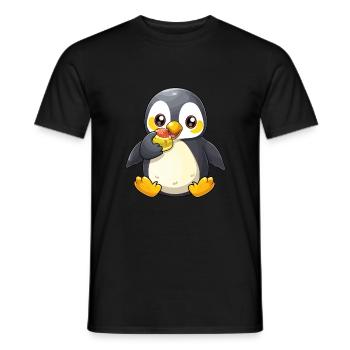 pinguin niedlich glücklich kawaii cartoon clipart tier - Männer T-Shirt - Schwarz - Vorne - AI Model Male 178 light (178cm)