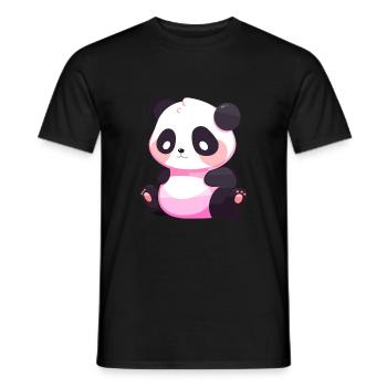 Panda Mignon Heureux Kawaii Cartoon Clipart Animal - T-shirt homme - noir - Devant - AI Model Male 178 light (178cm)