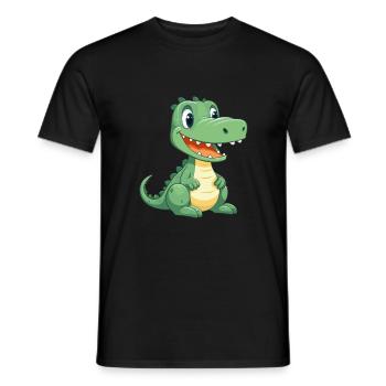 Crocodile mignon heureux kawaii dessin animé Clipart Animal - T-shirt homme - noir - Devant - AI Model Male 178 light (178cm)