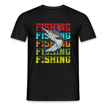 fishing, perch, bait, pike - Men's T-Shirt - black - Front - AI Model Male 178 light (178cm)