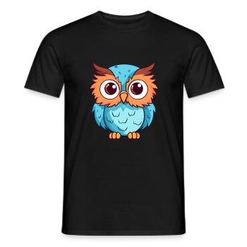 Eule süßes glückliches Kawaii Cartoon Clipart Tier - Männer T-Shirt - Schwarz - Vorne - AI Model Male 178 light (178cm)