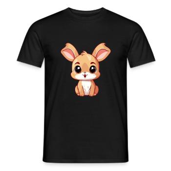 Rabbit Cute Happy Kawaii Cartoon Clipart Animal - Men's T-Shirt - black - Front - AI Model Male 178 light (178cm)