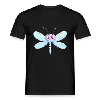 Dragonfly Cute Happy Kawaii Cartoon Clipart Animal - Men's T-Shirt - black - Front - AI Model Male 178 light (178cm)