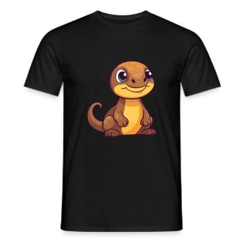 Komodo Süßes glückliches Kawaii Cartoon Clipart Tier - Männer T-Shirt - Schwarz - Vorne - AI Model Male 178 light (178cm)