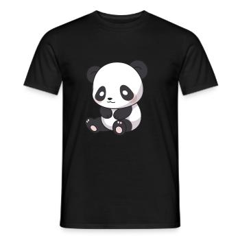 Panda süßes glückliches Kawaii Cartoon Clipart Tier - Männer T-Shirt - Schwarz - Vorne - AI Model Male 178 light (178cm)