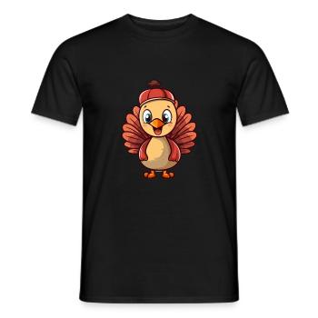 Turkey Cute Happy Kawaii Cartoon Clipart Animal - Men's T-Shirt - black - Front - AI Model Male 178 light (178cm)