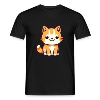 Katze niedlich glücklich kawaii cartoon clipart tier - Männer T-Shirt - Schwarz - Vorne - AI Model Male 178 light (178cm)